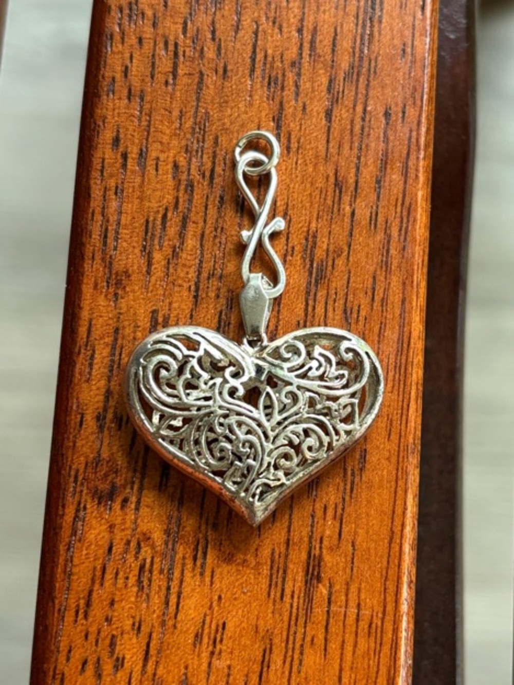 Sterling Silver Filigree Heart Charm Pendant